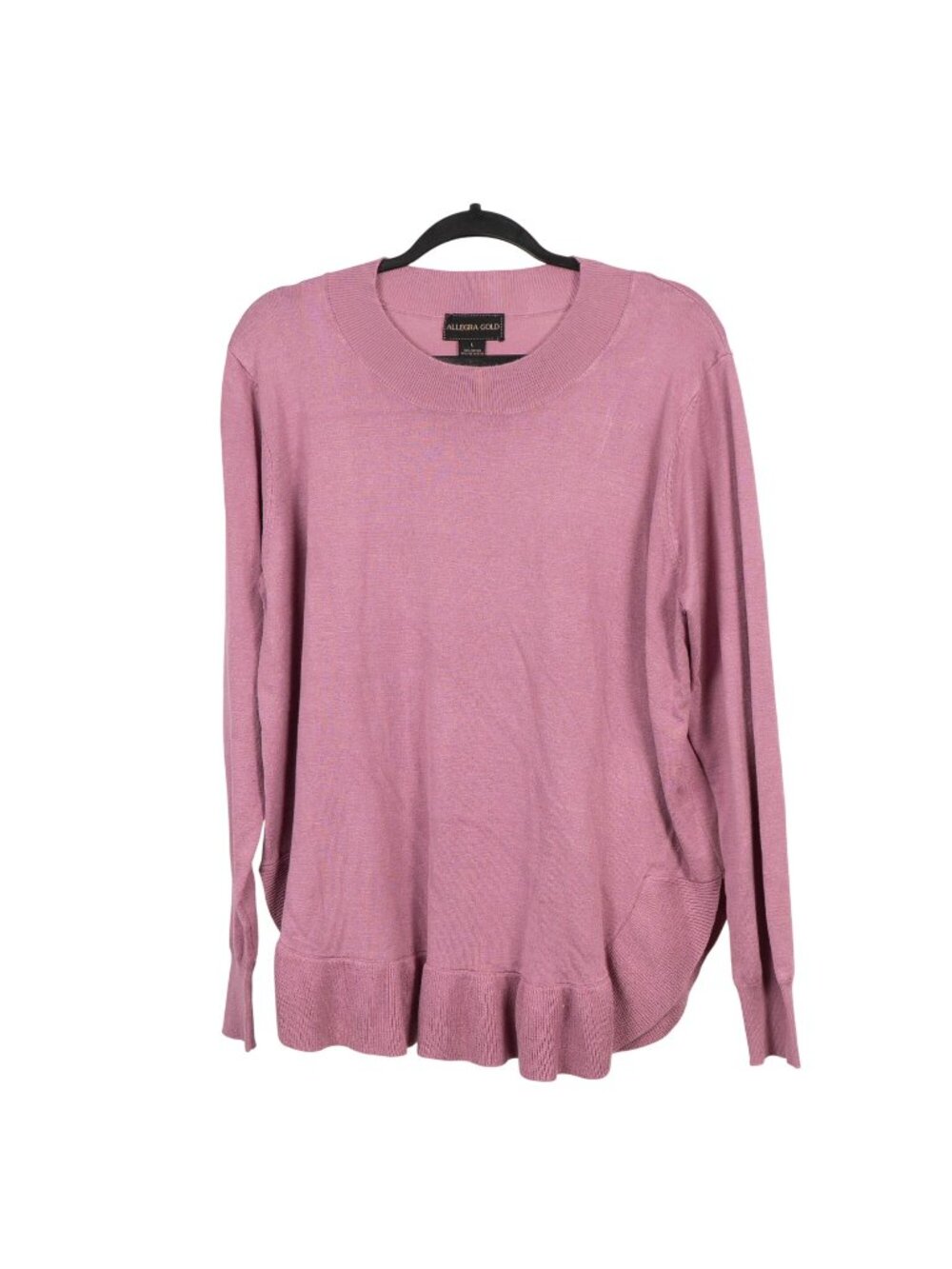 Ruffle Hem Sweater L New Dusty Purple Allegra Gold Grammcore Stretch Cozy Tunic
